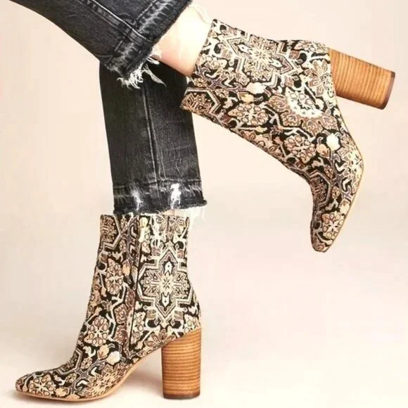 Sam Edelman for Anthropologie Corra Tapestry Ankle Boots Sz 7 - Picture 2 of 16